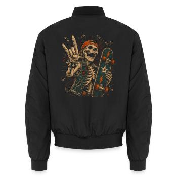 Skater Skelett Rocker Skateboard Vintage Halloween - Unisex Bomberjacke - Schwarz - Hinten - AI Model Male 185 light (185cm)