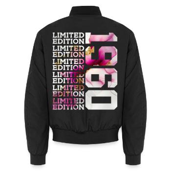 LIMITED EDITION 1960 - 66 YEARS - 66TH BIRTHDAY - Unisex Bomber Jacket - black - Back - AI Model Male 185 light (185cm)