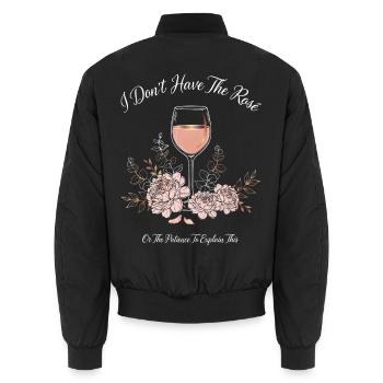 Je n’ai pas la rose - Vin et pivoines - Bomber unisexe - noir - Dos - AI Model Male 185 light (185cm)