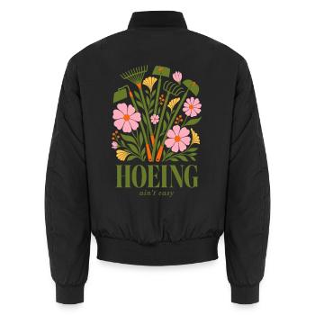 Hacken ist nicht einfach, biologische Gartenpflanzen - Unisex Bomberjacke - Schwarz - Hinten - AI Model Male 185 light (185cm)