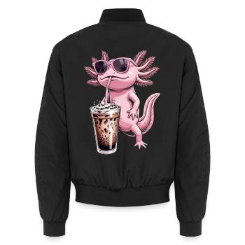 Bubble Tea aux Axolotls - Bomber unisexe - noir - Dos - AI Model Male 185 light (185cm)