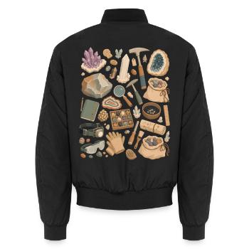 Stone Love | Minerals & Crystals - Unisex Bomber Jacket - black - Back - AI Model Male 185 light (185cm)