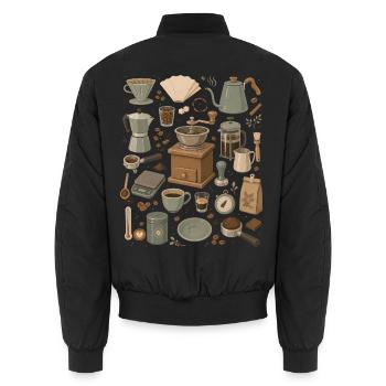 Coffee Love | Barista & Filtre à main - Bomber unisexe - noir - Dos - AI Model Male 185 light (185cm)