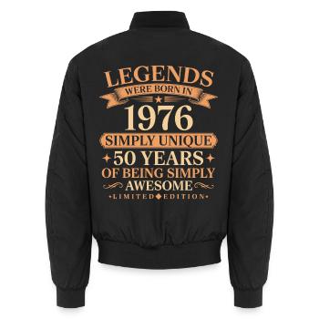 Né en 1976, unique 50 ans - Bomber unisexe - noir - Dos - AI Model Male 185 light (185cm)