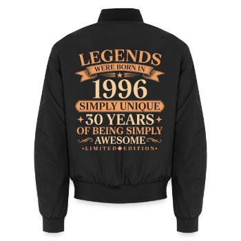 Né en 1996, unique 30 ans - Bomber unisexe - noir - Dos - AI Model Male 185 light (185cm)