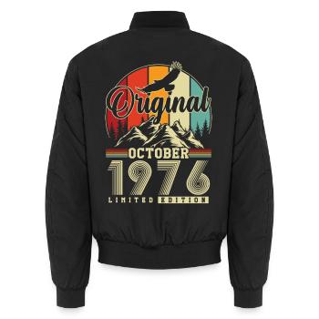 Original octobre 1976 – millésime du 50e anniversaire - Bomber unisexe - noir - Dos - AI Model Male 185 light (185cm)