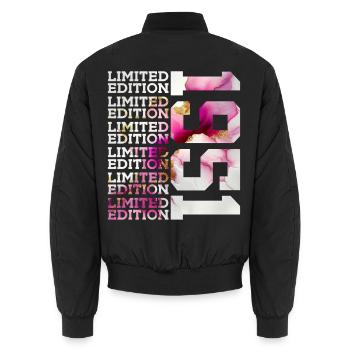 LIMITED EDITION 1951 - 75 YEARS - 75TH BIRTHDAY - Unisex Bomber Jacket - black - Back - AI Model Male 185 light (185cm)