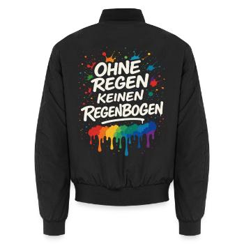 Ohne Regen keinen Regenbogen – Mutmacher - Unisex Bomberjacke - Schwarz - Hinten - AI Model Male 185 light (185cm)