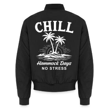 Chill Hammock Days No Stress - Unisex Bomberjacke - Schwarz - Hinten - AI Model Male 185 light (185cm)