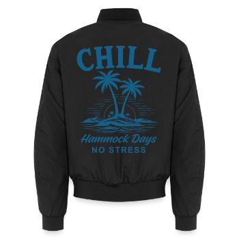 Chill Hammock Days No Stress - Unisex Bomberjacke - Schwarz - Hinten - AI Model Male 185 light (185cm)