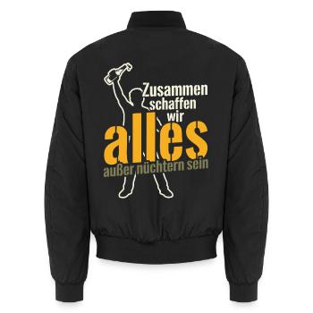 Zusammen alles außer nüchtern - Saufen - Spruch - Unisex Bomberjacke - Schwarz - Hinten - AI Model Male 185 light (185cm)