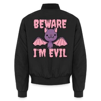 Süße Fledermaus Halloween Beware I'm Evil Kawaii - Unisex Bomberjacke - Schwarz - Hinten - AI Model Male 185 light (185cm)