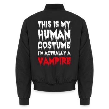 Vampir Spruch Halloween I'm Actually A Vampire - Unisex Bomberjacke - Schwarz - Hinten - AI Model Male 185 light (185cm)