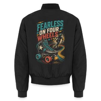 Roller Derby Fearless On Four Wheels - Unisex Bomberjacke - Schwarz - Hinten - AI Model Male 185 light (185cm)
