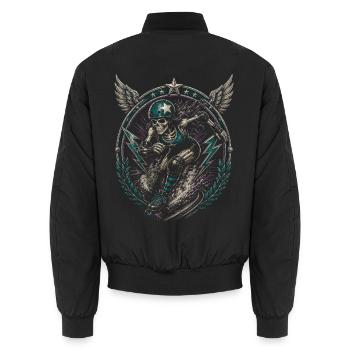 Roller Derby - Unisex Bomberjacke - Schwarz - Hinten - AI Model Male 185 light (185cm)