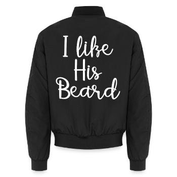 Ich mag seinen Bart – lustiges, sarkastisches Paargeschenk - Unisex Bomberjacke - Schwarz - Hinten - AI Model Male 185 light (185cm)