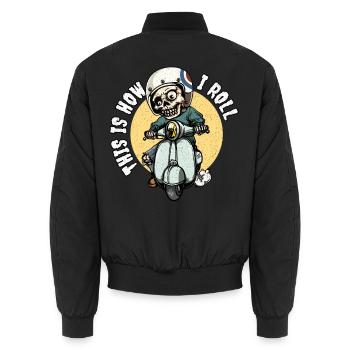 Skelett Motorroller Moped Mofa This Is How I Roll - Unisex Bomberjacke - Schwarz - Hinten - AI Model Male 185 light (185cm)