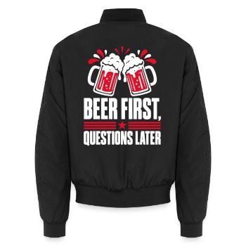 Bierfan Biergarten Bierliebhaber Geschenk - Unisex Bomberjacke - Schwarz - Hinten - AI Model Male 185 light (185cm)