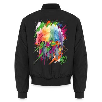 Abstrakte 90er Farbexplosion - Unisex Bomberjacke - Schwarz - Hinten - AI Model Male 185 light (185cm)