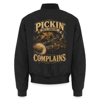 Bluegrass Musik Picking Until Someone Complains - Unisex Bomberjacke - Schwarz - Hinten - AI Model Male 185 light (185cm)