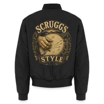 Bluegrass Musik Scruggs Style - Unisex Bomberjacke - Schwarz - Hinten - AI Model Male 185 light (185cm)