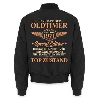 Baujahr 1971 Einzigartiger Oldtimer 55. Geburtstag - Unisex Bomberjacke - Schwarz - Hinten - AI Model Male 185 light (185cm)