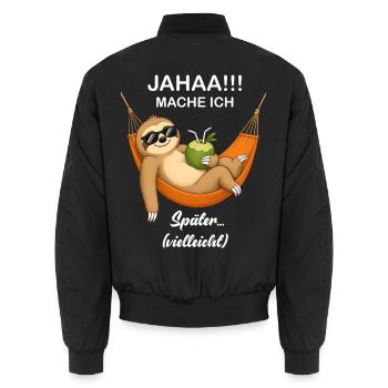 Lustiger Faultier ja mache ich später vielleicht - Unisex Bomberjacke - Schwarz - Hinten - AI Model Male 185 light (185cm)