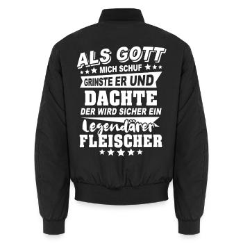 Fleischer - Unisex Bomberjacke - Schwarz - Hinten - AI Model Male 185 light (185cm)
