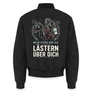 MEIN PFERD UND ICH LÄSTERN ÜBER DICH - Unisex Bomberjacke - Schwarz - Hinten - AI Model Male 185 light (185cm)
