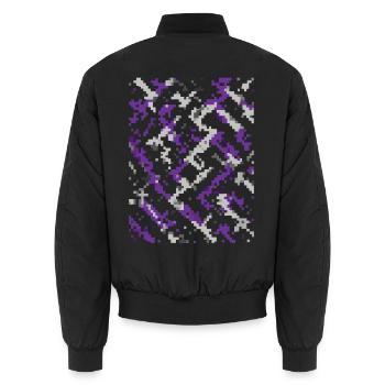 Lila Pixel Anti Gesichtserkennung Muster  - Unisex Bomberjacke - Schwarz - Hinten - AI Model Male 185 light (185cm)