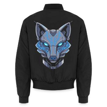 Cyperpunk Fox Futuristischer Fuchs - Unisex Bomberjacke - Schwarz - Hinten - AI Model Male 185 light (185cm)