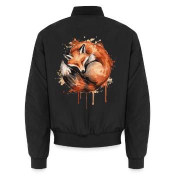 Fuchs Aquarell Stil Schlummernder Rotfuchs - Unisex Bomberjacke - Schwarz - Hinten - AI Model Male 185 light (185cm)