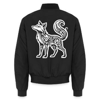 Fox Tribal Fuchs Spirituelles Stammesmotiv - Unisex Bomberjacke - Schwarz - Hinten - AI Model Male 185 light (185cm)