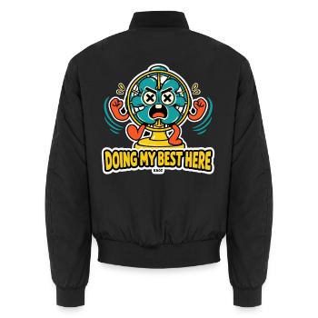 Hier gebe ich mein Bestes, Cartoon Wheel - Unisex Bomberjacke - Schwarz - Hinten - AI Model Male 185 light (185cm)