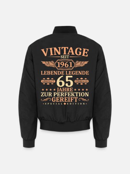 Vintage seit 1961 Jahrgang 65. Geburtstag - Unisex Bomberjacke - Schwarz