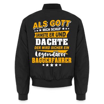Baggerfahrer Sprüche - Unisex Bomberjacke - Schwarz - Hinten - AI Model Male 185 light (185cm)