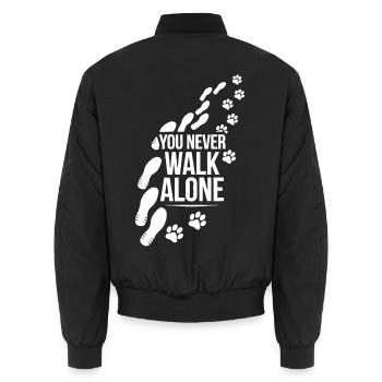 You Never Walk Alone Mit Fußspuren - Unisex Bomberjacke - Schwarz - Hinten - AI Model Male 185 light (185cm)