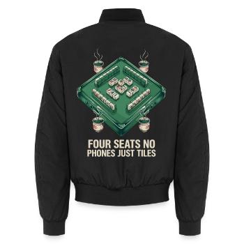 Vier Sitze Nur Tiles Mahjong Design - Unisex Bomberjacke - Schwarz - Hinten - AI Model Male 185 light (185cm)