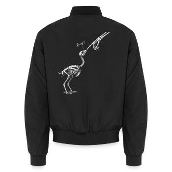 Funny skeleton chicken giving a hand kiss  - Unisex Bomberjacke - Schwarz - Hinten - AI Model Male 185 light (185cm)