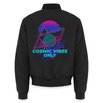 Trippy Festival Cosmic Vibes Only Hippie Rave - Unisex Bomberjacke - Schwarz - Hinten - AI Model Male 185 light (185cm)