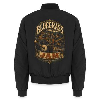 Bluegrass Musik - Unisex Bomberjacke - Schwarz - Hinten - AI Model Male 185 light (185cm)