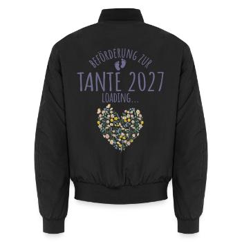 Wildblumen Herz Beförderung zur Tante 2027 loading - Unisex Bomberjacke - Schwarz - Hinten - AI Model Male 185 light (185cm)