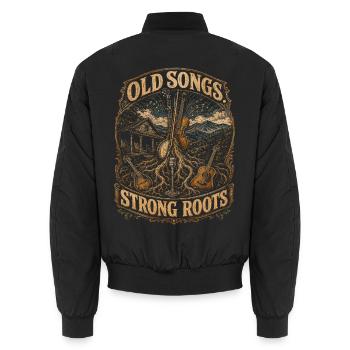 Bluegrass Musik Old Songs Strong Roots - Unisex Bomberjacke - Schwarz - Hinten - AI Model Male 185 light (185cm)