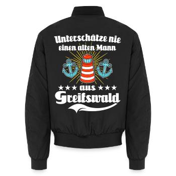 Greifswald Mann Greifswalder Männer - Unisex Bomberjacke - Schwarz - Hinten - AI Model Male 185 light (185cm)
