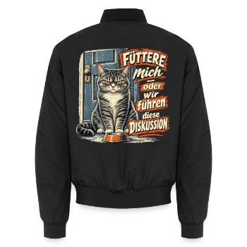 Füttere mich - oder wir führen diese Diskussion - Unisex Bomberjacke - Schwarz - Hinten - AI Model Male 185 light (185cm)