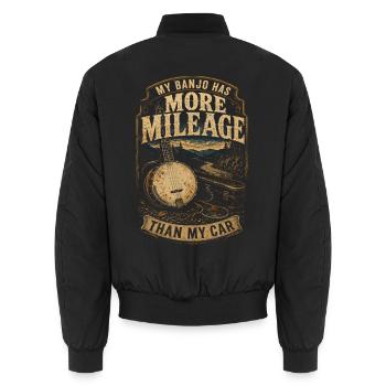 Bluegrass Musik Banjo Has More Mileage Than My Car - Unisex Bomberjacke - Schwarz - Hinten - AI Model Male 185 light (185cm)