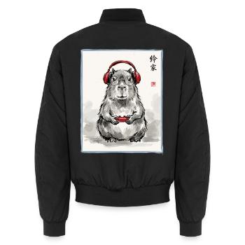 Gamer, Gaming, Japanische Kunst, Zocker, Capybara - Unisex Bomberjacke - Schwarz - Hinten - AI Model Male 185 light (185cm)