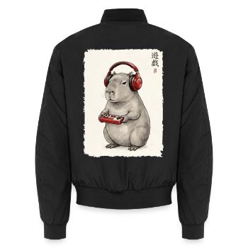 Gamer, Gaming, Japanische Kunst, Zocker, Capybara - Unisex Bomberjacke - Schwarz - Hinten - AI Model Male 185 light (185cm)