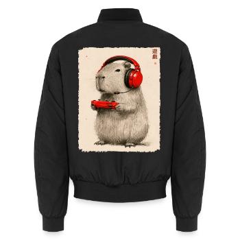 Gamer, Gaming, Japanische Kunst, Zocker, Capybara - Unisex Bomberjacke - Schwarz - Hinten - AI Model Male 185 light (185cm)