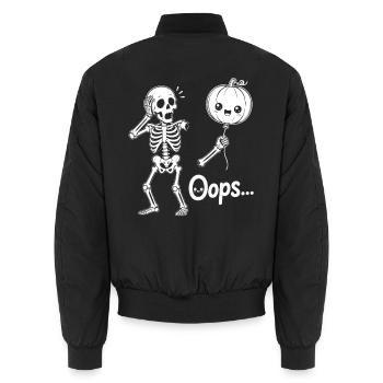 Skeleton Holding Balloon pumpkin Halloween - Unisex Bomberjacke - Schwarz - Hinten - AI Model Male 185 light (185cm)